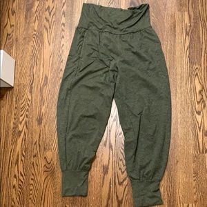 Fold over olive green yoga pants